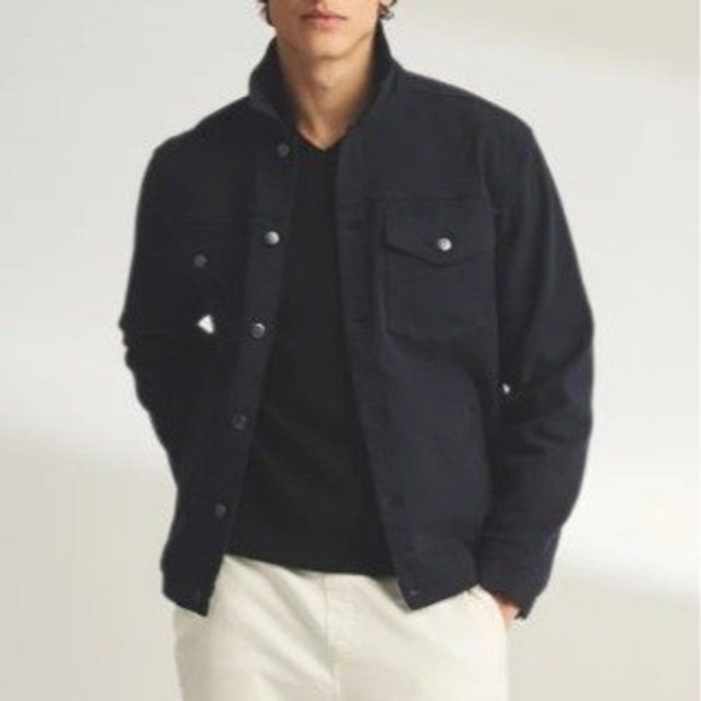 Naadam Soft Denim Jacket Navy Blue Men Size Large Casual Cotton Button Front
